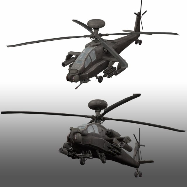 Apache Attack Helicopter AH 64 Low poly 3D Model