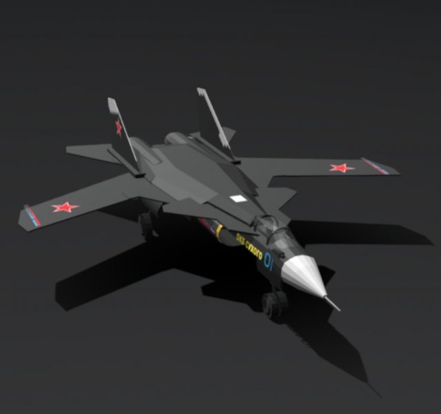 Low-poly Su47 3D Model