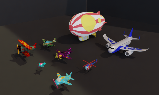 Lowpoly Cartoon Plane Pack 3D Model