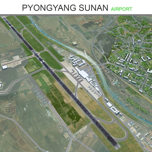 Pyongyang Sunan Airport 10km 3D Model