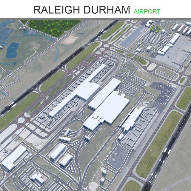 Raleigh Durham Airport 10km 3D Model