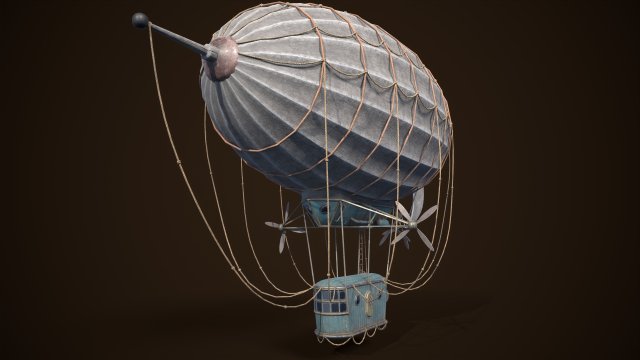 Steampunk Airship Low-poly 3D Model