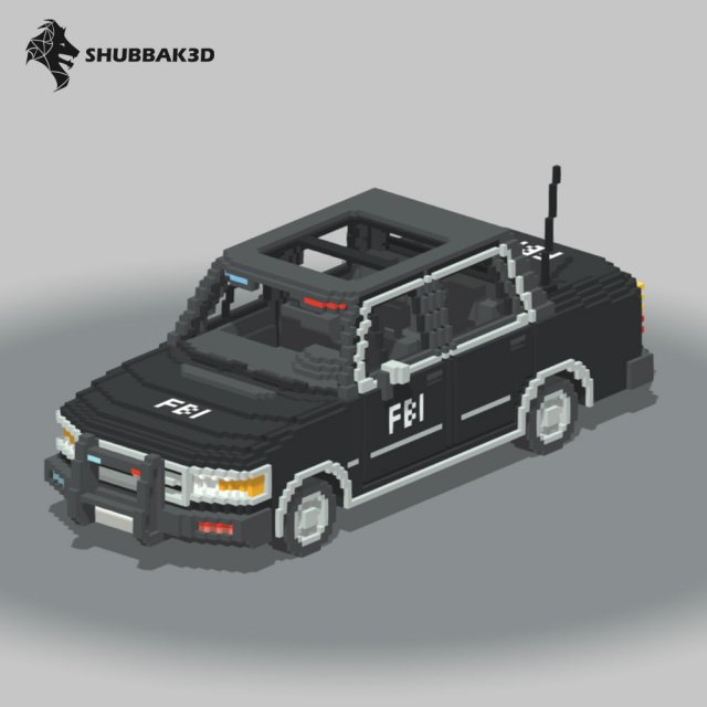 Voxel FBI Car 3D Model