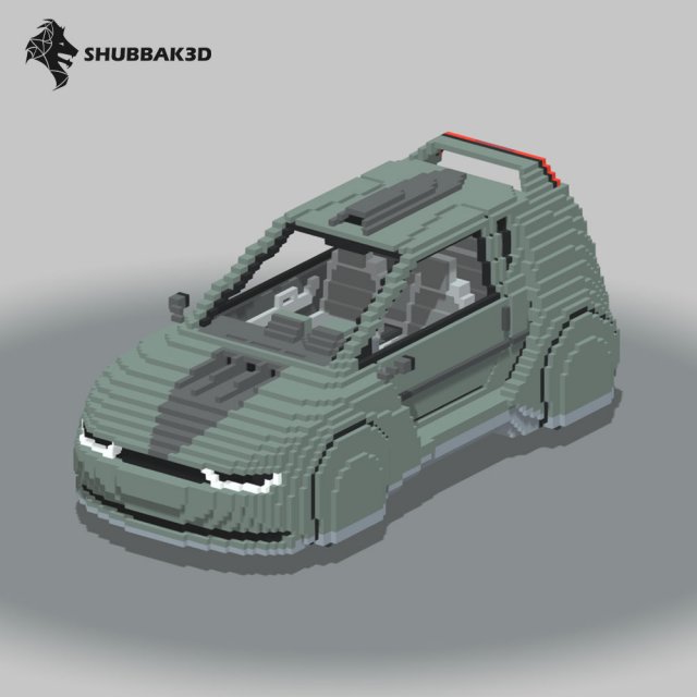 Voxel Sci-Fi Car 3D Model