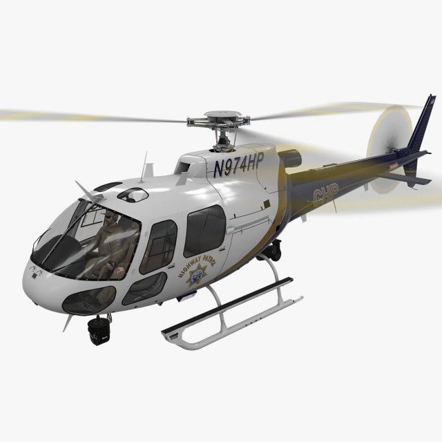 as-350 california highway patrol animated 3D Model