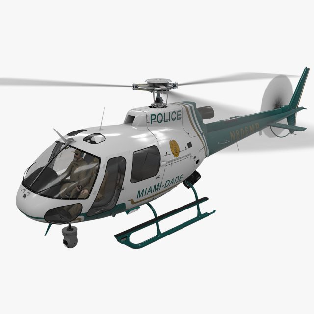 as-350 miami dade police animated 3D Model