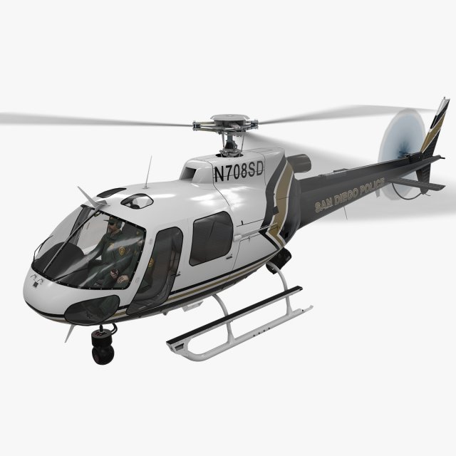 as-350 san diego police animated 3D Model