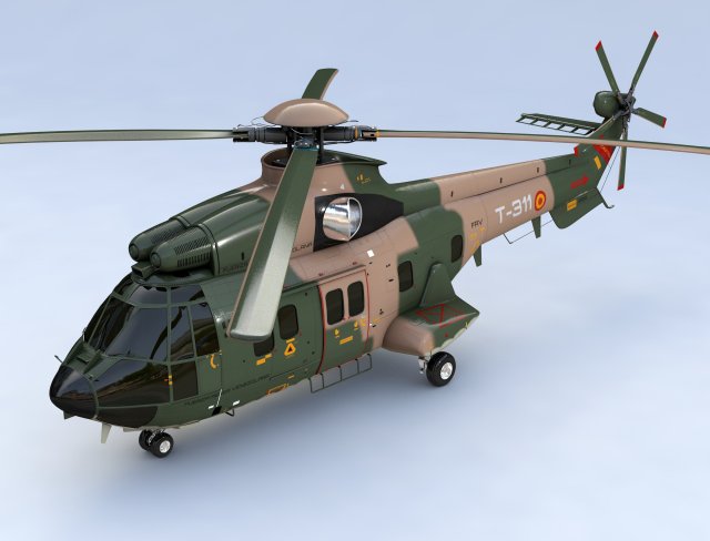 eurocopter as 332 superpuma helicopter military 3D Model