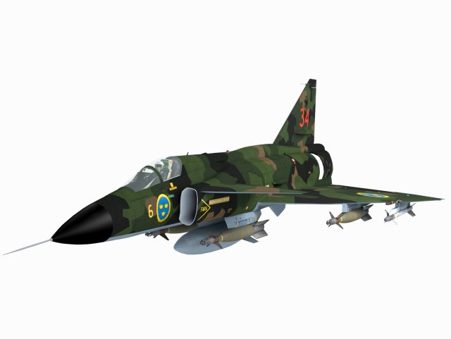 saab aj-37 viggen 3D Model